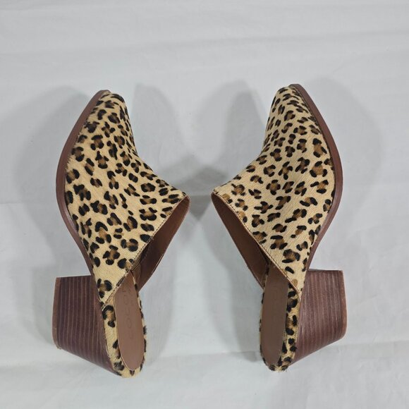 Coconuts by Matisse Animal Print Mules Heels Size 8 Calf Hair Leopard Slip On - Picture 6 of 9
